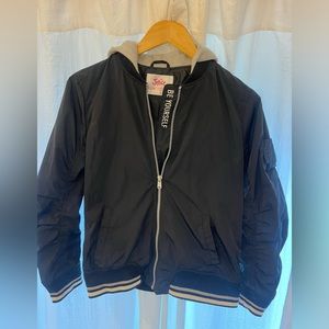 Justice Black Spring Zip-Up Jacket with Hood. “Be Yourself”